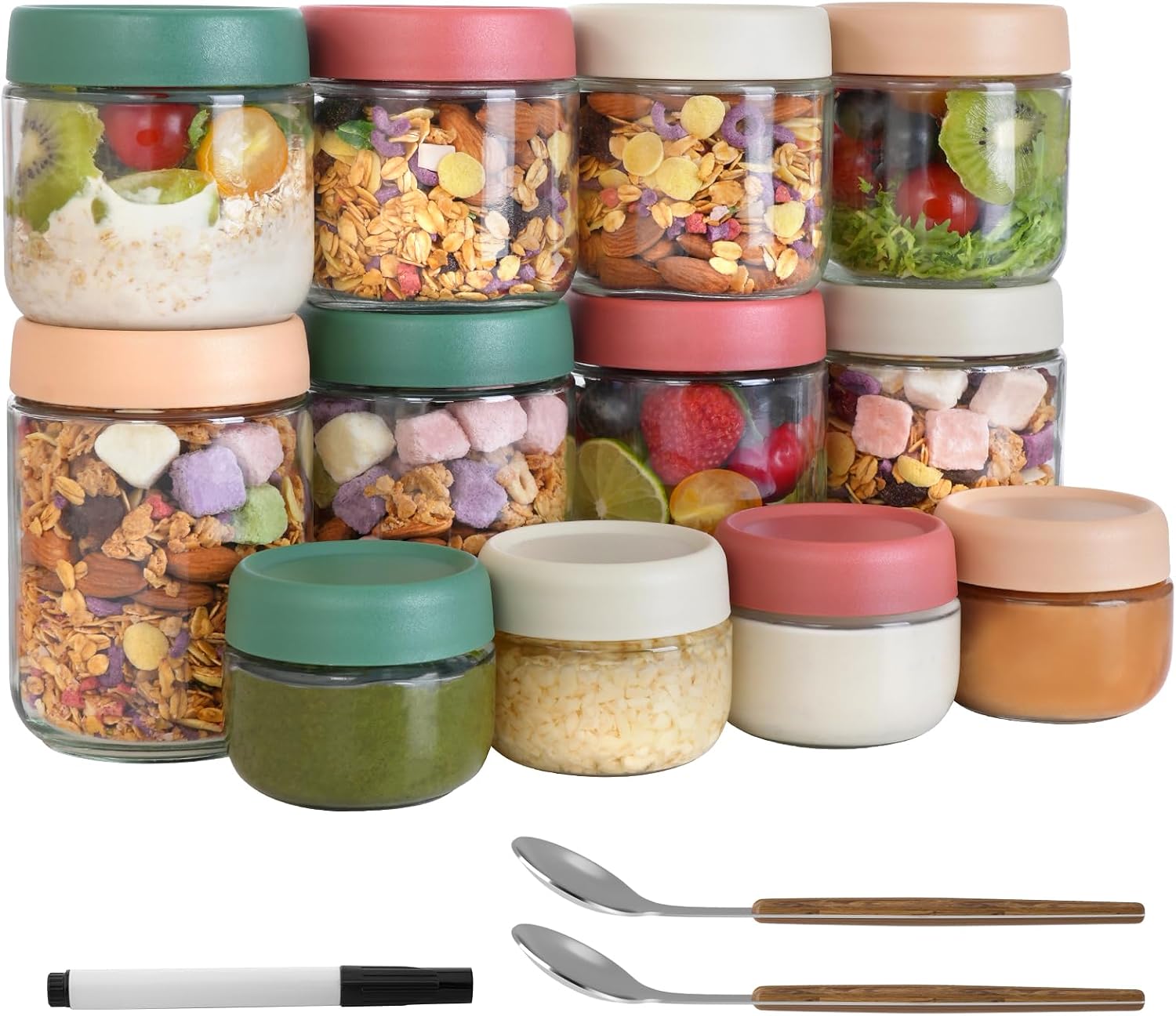 Mason Jar 8Oz - Conjunto de 12 Potes para Overnight