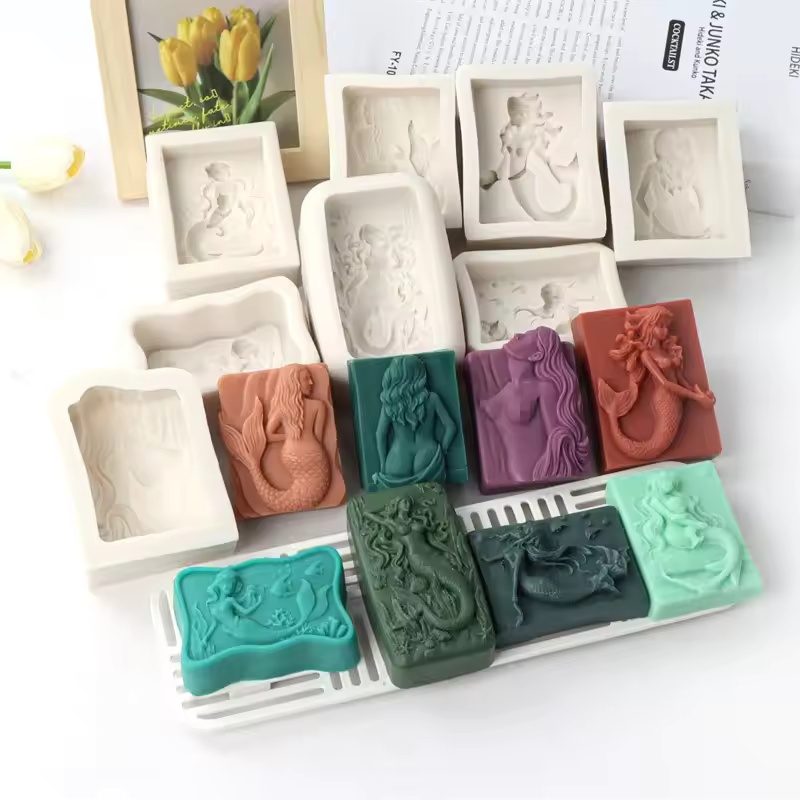 Candle Making Supplies Kit - Molde de Silicone Retangular 3D Sereia