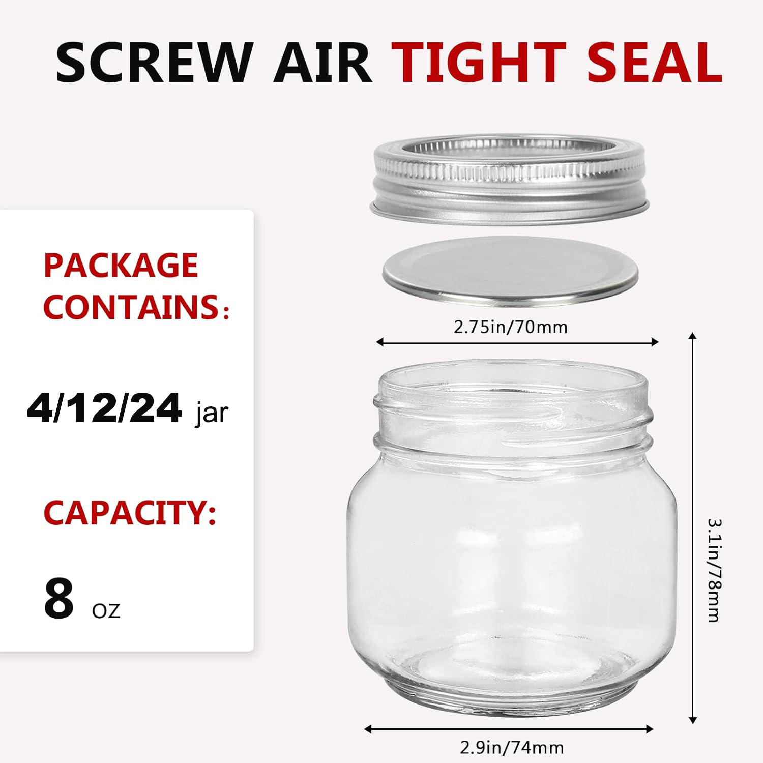 Mason Jars com bandas de tampa - Mason Jar 8Oz avaliação e preço